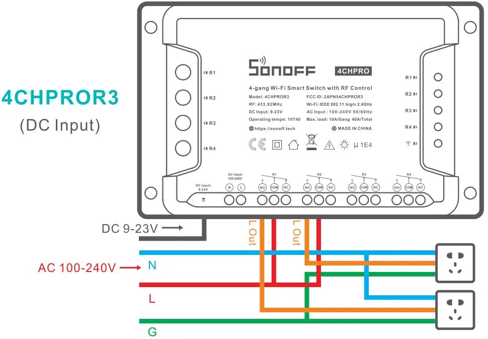 Схема подключения sonoff 4ch